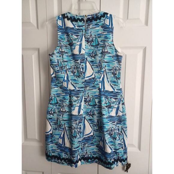 Sail To Sable Boat Print Sleeveless Classic Tunic Tank V Neck Dress Size Small - Picture 4 of 7